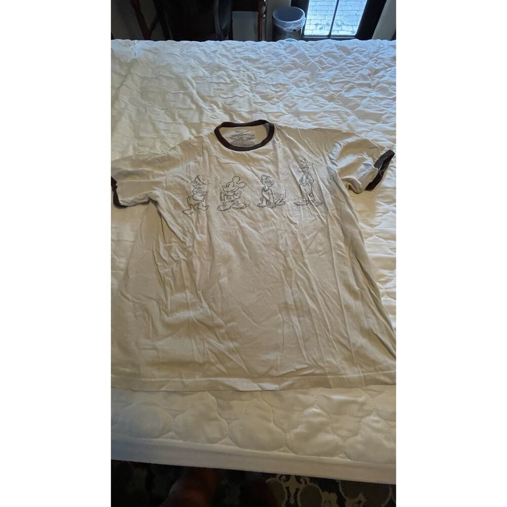 Disney Ringer T-Shirt Mickey Mouse Donald Duck Goofy Pluto Sketch Graphic Tee